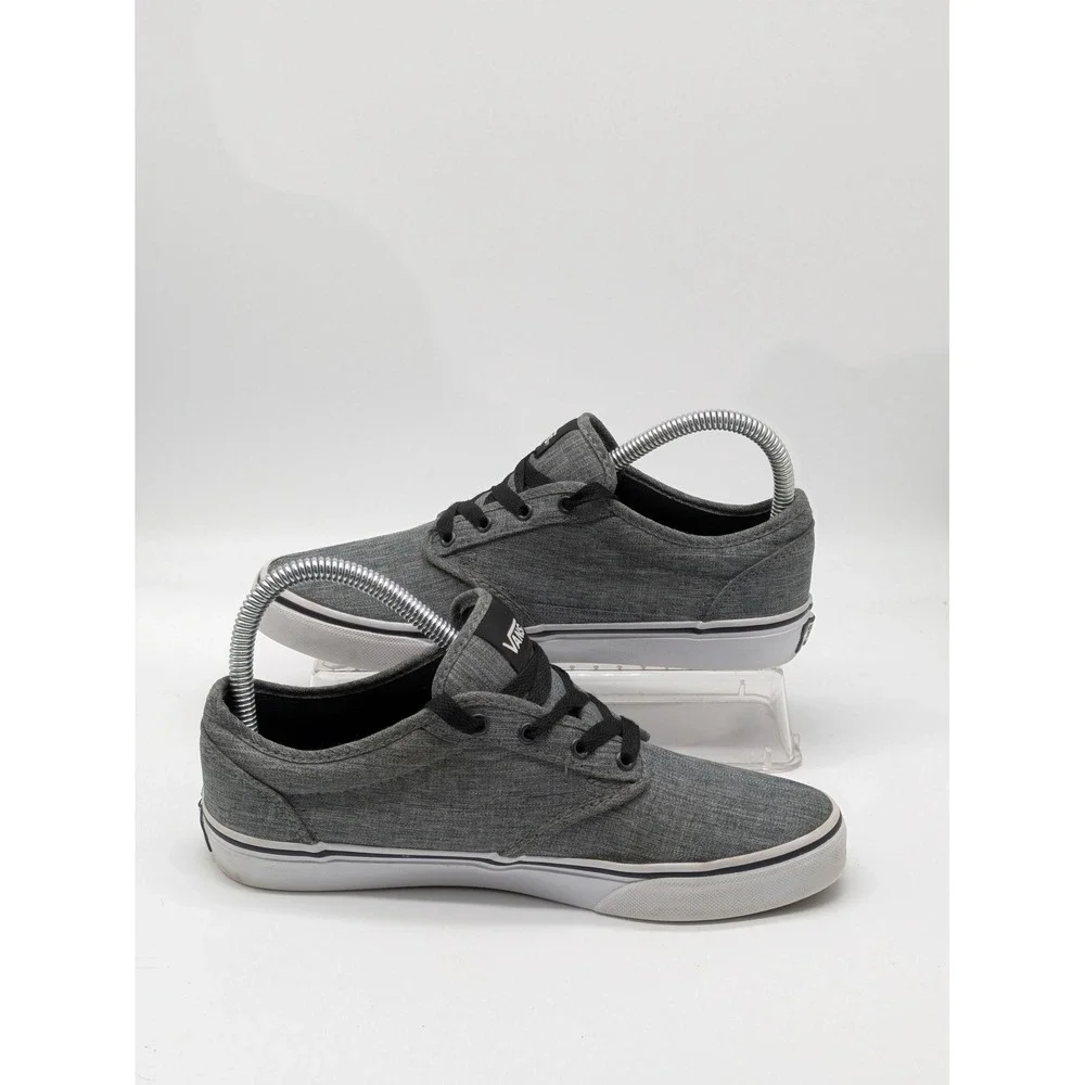 Vans Youth Size 5 Gray Lace Up Low Top Skate Sneakers Canvas Casual Shoes